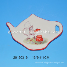2016 ceramic new monkey items ceramic teabag holder with monkey painting